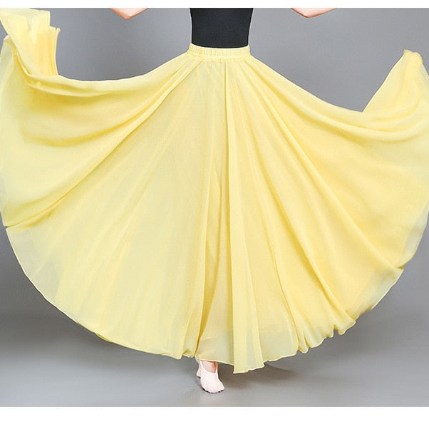 Spring 3 Layer Chiffon Long Women Elegant Casual High Waist Boho Beach Maxi Skirts