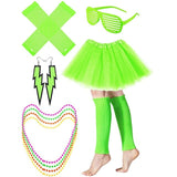 6 pcs/set 80s Adult Tutu Skirt Leg Warmers Fishnet Gloves Earrings Necklace Shutter Glass Party Dress Up