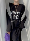 Women Hoodie Letter Printed Long Sweatshirt Dress Casual Fashion Warm Full Sleeve Korean Female Hollow Out Vestidos