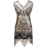 Glitter V Neck 1920s Great Gatsby Retro Art Deco Sequin Flapper Party Mini Black Sundree Robe Femme Bodycon Dress