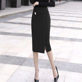 Women Ladies Spring Autumn Solid Office Wear Midi Formal High Waist Pencil Skirts