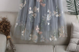 Women Elastic High Waist Tutu Mesh Casual Sweet A-Line Embroidery Floral Skirts