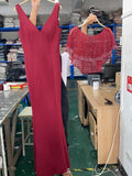 Deep V Neck Sleeveless Women Evening Dress With Hot Drilling Cape Mermaid Elegant Tafftal Robe De Soriee Vestidoes