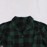 Green Black Plaid Vintage 50s 60s Retro Women Cotton Short Sleeve Robe Pin Up Swing Casual Dress