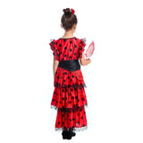 Spanish Flamenco Dancer Costume Girls Halloween Costume For Kids Carnival Party Dress