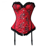 Sexy For Women Lace Up  Lingerie Corsets and Bustiers Gothic Korset Embroidery Floral Corset Top Red Green Purple Gray