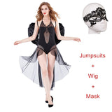 Halloween sexy Costumes Women Cosplay dress Fantasy Party Fancy Dress Adult White Black Angel Costume Wings headwear
