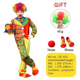 Halloween costume men Variety Funny Clown Costumes with mask wig shoes Gloves Christmas Woman Joker Party Dress Up Clown Suits