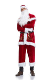 9pcs/set Xmas Santa Claus Suit Adult Christmas Cosplay Costume Red Deluxe Velvet Fancy Xmas Party Man Costume