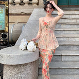 Vintage Elegant Red Floral Strap Dress Women French Sexy Style Ladies Party Midi Dress Holiday Slim Beach Summer Dress 2021 New