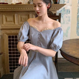 Vintage French Dress Women Retro Puff Sleeve Chiffon Dress Women 2020 Summer Korean Hepburn Style Elegant Dress Women 2020