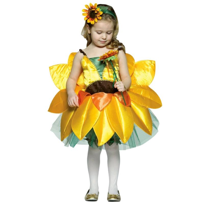 New Arrival Sunflower Costume Cosplay Girls Halloween Costume For Kids