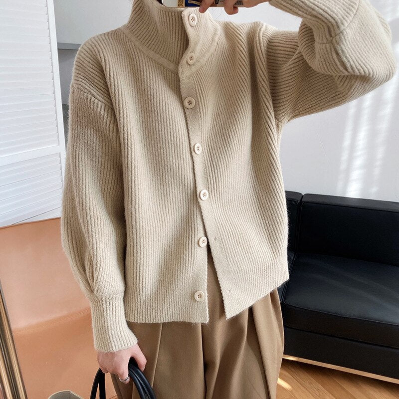 Women Elegant Single-breasted Cardigans Casual Loose Knitted Sweater Coat Tops Streetwear