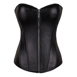 Overbust Corset Push Up Women's Plus Size Zip Bustier Corset Lingerie Tops Slimming Body Shapewear Faux Leather Corselet