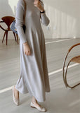 Winter Elegant Warm Turtleneck Ladies A-line Sweater Dress Full Sleeve Slim Waist Women Knitted Maxi Vestidos