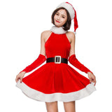 Christmas Costume Women Sexy Velvet Dress Santa Claus Cosplay Outfit Xmas New Year Fancy Dress For Adults Suit