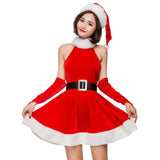 Miss Claus Velvet Christmas Dress Cosplay Santa Claus Fancy Dress New Year Christmas Costume Suit For Adults Women