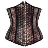 Faux Leather Steampunk Skull printed Underbust Corsets Boned Lace up Bustier Gothic Top Plus Size S-6XL