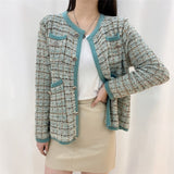 New Women Single-breasted Pocket Cardigans Vintage Elegant Knitted Sweater Coat Outwear