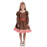 New Christmas Children Clothes Dress Gingerbread man Cosplay Kids Girls Festival Party Dresses One Piece New year Costume