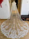 White/Ivory Wedding Veil 3m Long Comb Lace Mantilla Bridal Veil Wedding Accessories