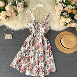 Sexy Floral Print Holiday Summer New Backless Elegant Strapped Beach Dress Women's Mini