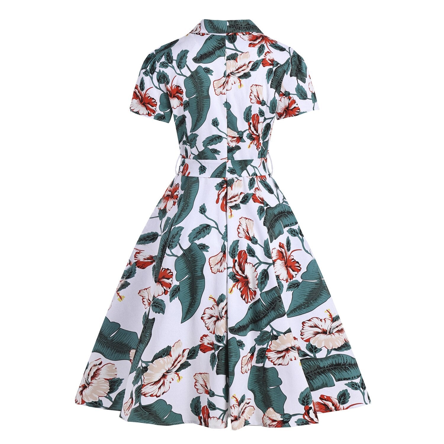 2021 Retro Vintage 50s 60s Retro Plus Size Women Summer Dress Short Sleeve A Line Rockabilly Dress For Party Floral Sundress