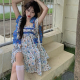 Summer Kawaii Sweet Dress Women Sleeveless Ruffles Party Mini Sexy Strap Dress Korean Holiday Outing Boho Vintage Dress 2021