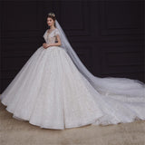 Plus Size Wedding Dress Bride Heavy Industry Luxury Trailing of Super Fairy Dream V-Neck White