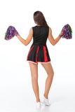 Ladies Cheerleader Costume Cheerleading School Girl Outfits Cosplay Cheer Uniform Fancy Dress Top with Pleated Mini Dress+Pompom