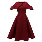 Women Cold Shoulder Ruffle Sleeve Robe Pin Up Swing Vintage Retro Formal Evening Party Ladies Dresses