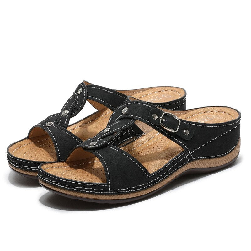 Breathable Comfort Shopping Ladies Walking Shoes Wedge Heels Summer Platform Sandal Mujer Plus size 45