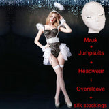 Halloween sexy Costumes Women Cosplay dress Fantasy Party Fancy Dress Adult White Black Angel Costume Wings headwear