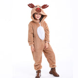 Christmas clothes Children jumpsuits Onesie Cartoon elk Animals Kids One Piece Cosplay costume Child Festivals Party Nightclothe