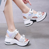 Fashion Sequins Platform Sandals Summer Air Cushion Wedges Shoes Woman New Chunky Heels Soprts Sandalias