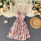 Sexy Floral Print Holiday Summer New Backless Elegant Strapped Beach Dress Women's Mini