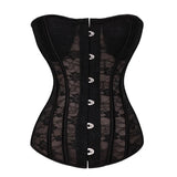 Sexy Women Gothic Corset Top Transparent Floral Lace Body Shapers Slimming Corselet Steel Bones Overbust Corsets Bustiers