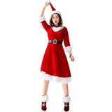 Adult Christmas clothes Women Dress Cosplay Costume V-Neck Festivals Party  One Piece Dress performance wear New Year's clothes