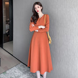 Women Spring Vintage French Style Dresses Slim Banded Waist Button Front  Retro Holiday