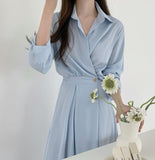 2021 Autumn Long White Shirt Dress Button Casual Solid Maxi Dress Women Elegant Clothes