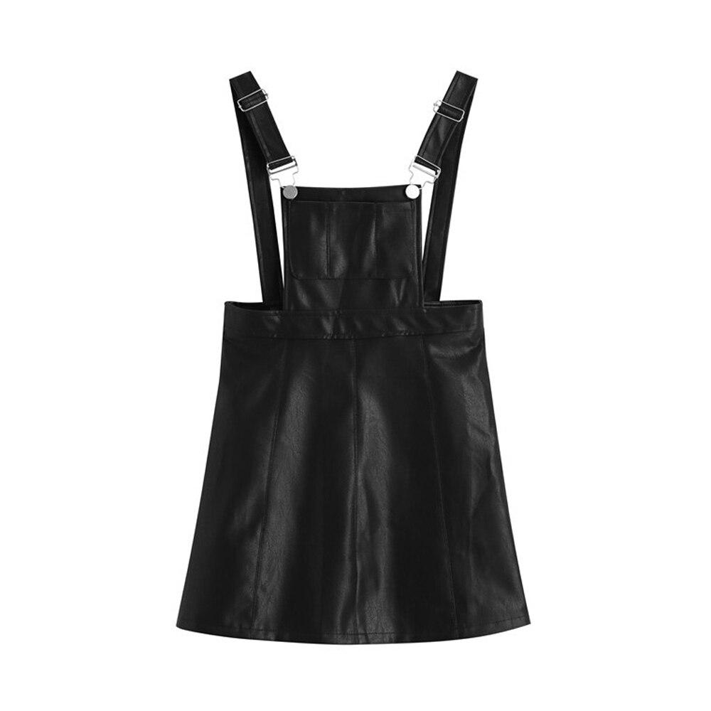 Black PU Leather Women Punk Mini Dress Spaghetti Straps Gothic Sexy Club Streetwear Rock Retro Vintage Casual Dresses