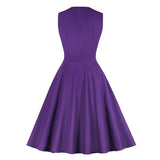 Purple Contrast Polka Dot Double Breasted High Waist Rockabilly Summer Cotton Plus Size Vintage Dress