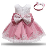 Little Girls Princess Ceremony Mesh Floral Ball Proms Big Bow Knot New Year Formal Red Dress