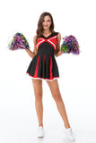 Ladies Cheerleader Costume Cheerleading School Girl Outfits Cosplay Cheer Uniform Fancy Dress Top with Pleated Mini Dress+Pompom