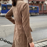 Winter Autumn Women New Casual Corduroy Dress Female Eleagnt Lace-Up Slim Dress Fashion Vestidos