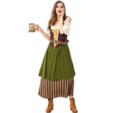 Oktoberfest Costume Germany Wench Beer Maid Dirndl Dress Bar Girl Long Green Fancy Dress New Bavarian Costume