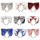 Women Animal Ears Headdress Plush Furry Ears Headband Lolita Headpiece Halloween Christmas Handmade Cosplay Accessories