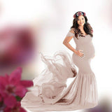 New Pregnant Evening Dress Maternity Photography Props For Shooting Photo Pregnancy Clothes Cotton Chiffon Off Shoulder