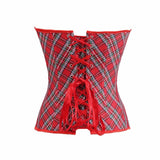 Shaper Woman Corset Red Plaid Bustier Tops With Straps Corselet Gothic Halter Neck Overbust Corset Plus Size S-6XL