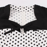 Plus Size Square Neck Tie Front Sleeveless Polka Dot Vintage Elegant Summer A Line Rockabilly Dress